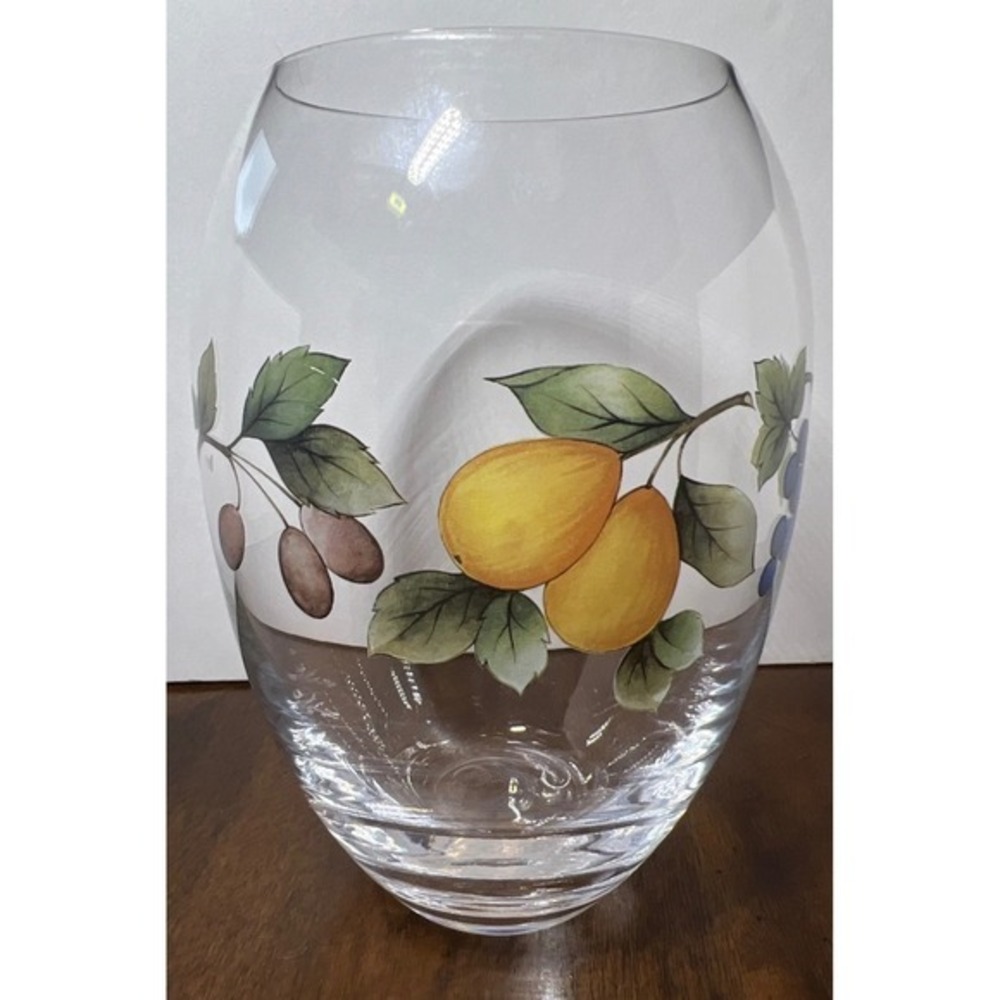 Mikasa Intaglio Garden Harvest Vase Crystal Czech Glass Clear 9" Fruit